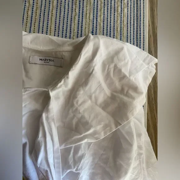 Marysia Resort Blouse White Three-Quarter Sleeve with V-Neck Sz Small - Picture 4 of 15